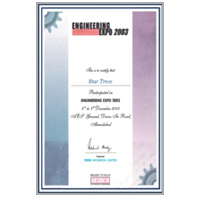 Engg. Expo 2003 certificate(Ahmedabad)-star trace